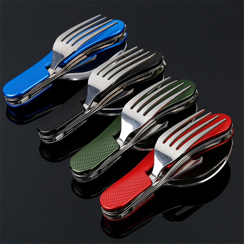 Sendok Garpu Pisau  Military Camping Tools Pocket Knife EDC Multifungsi 4 in 1 - A011
