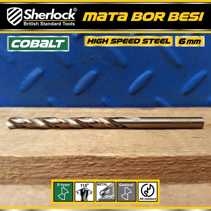 Mata Bor Besi 6 mm / Sherlock JIS Standard High Speed Steel Cobalt (1 Pcs)