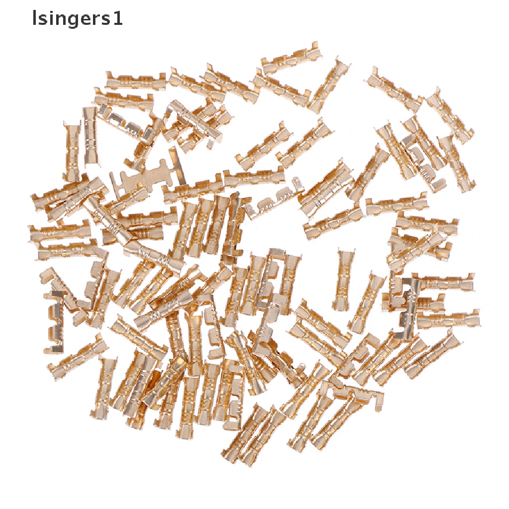 (lsingers1) 100pcs Konektor terminal Kabel Listrik Bahan Tembaga Kuningan 0.5-1.5mm2