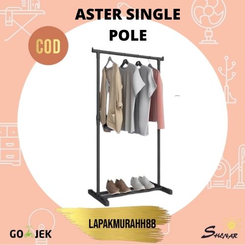 Single Stand Hanger Dengan 4 Roda / Rak Handuk / Rak Serbaguna / Rak Portable / Gantungan Berdiri