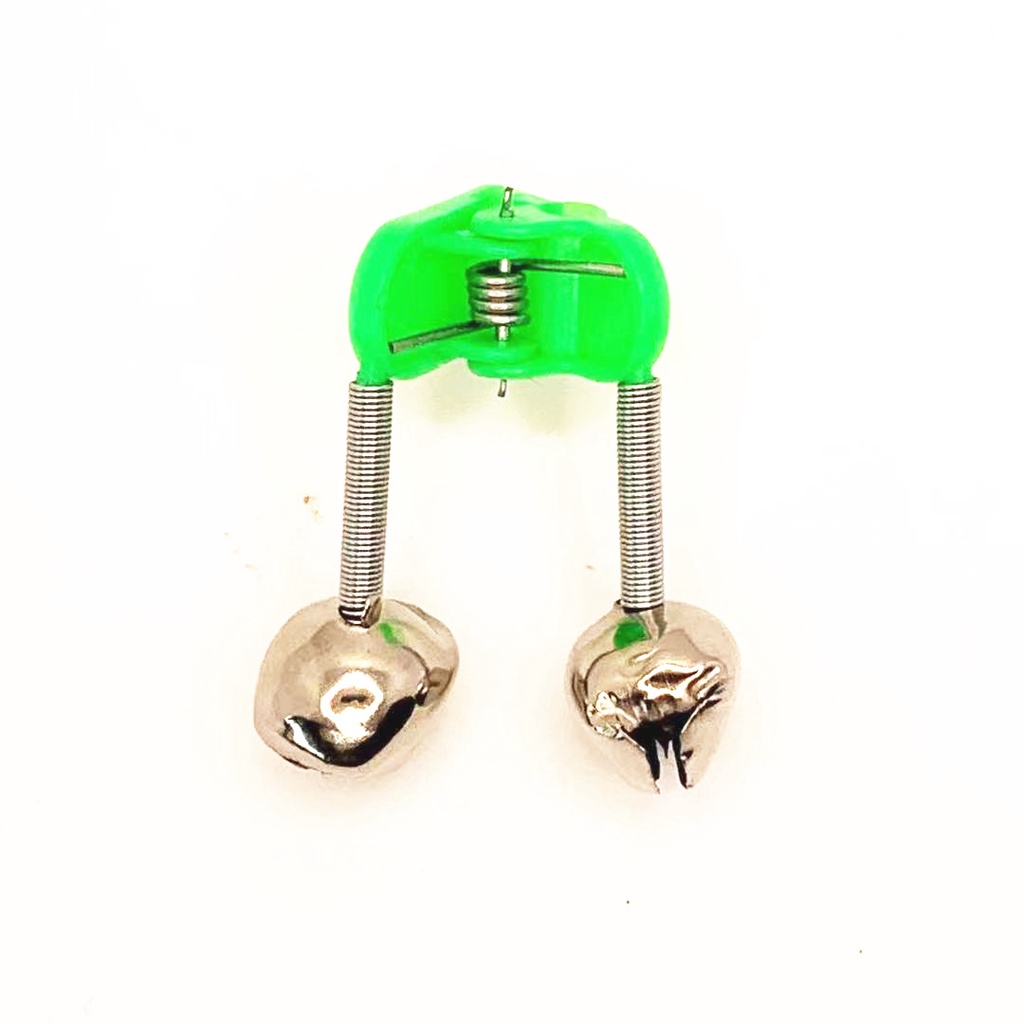 1Pcs Tip Ujung Penjepit Pancing Ikan Bite Lure Alarm Peringatan Twin Bell Cincin Klip Fishing Bite Alarms Fishing Rod Bell Rod Clamp Tip Clip Bells Ring Green ABS Fishing Accessory Outdoor Metal