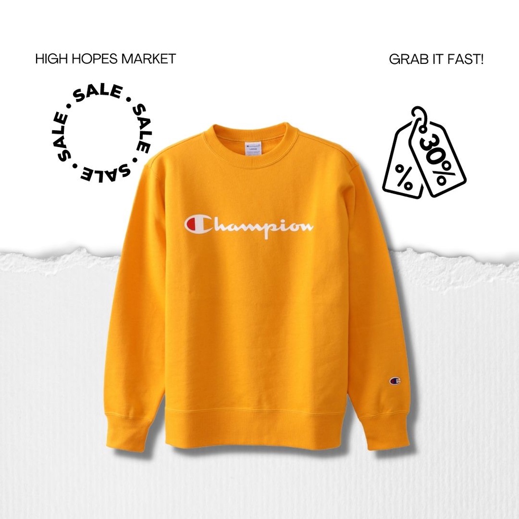 CREWNECK / CN CHAMPION BIG LOGO SCRIPT JAPAN MARKET YELLOW (COD)