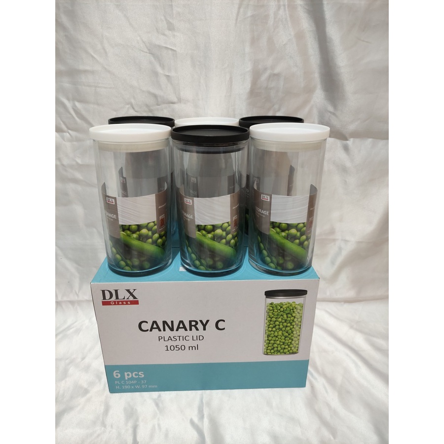 CANARY  C Toples Kaca Kedap Udara Tutup Plastik Ukuran 1050ml ( 16pcs )