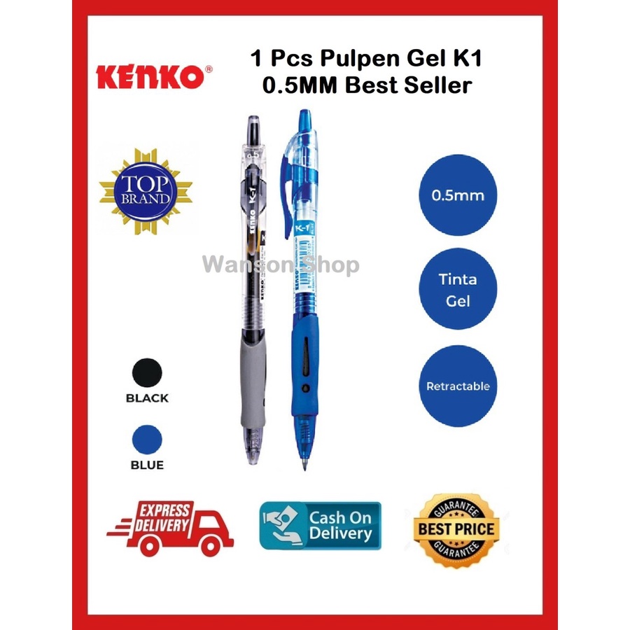 

PULPEN KENKO K1 HITAM DAN BIRU / BALL PEN KENKO K1 0,5MM ECERAN 1 PCS