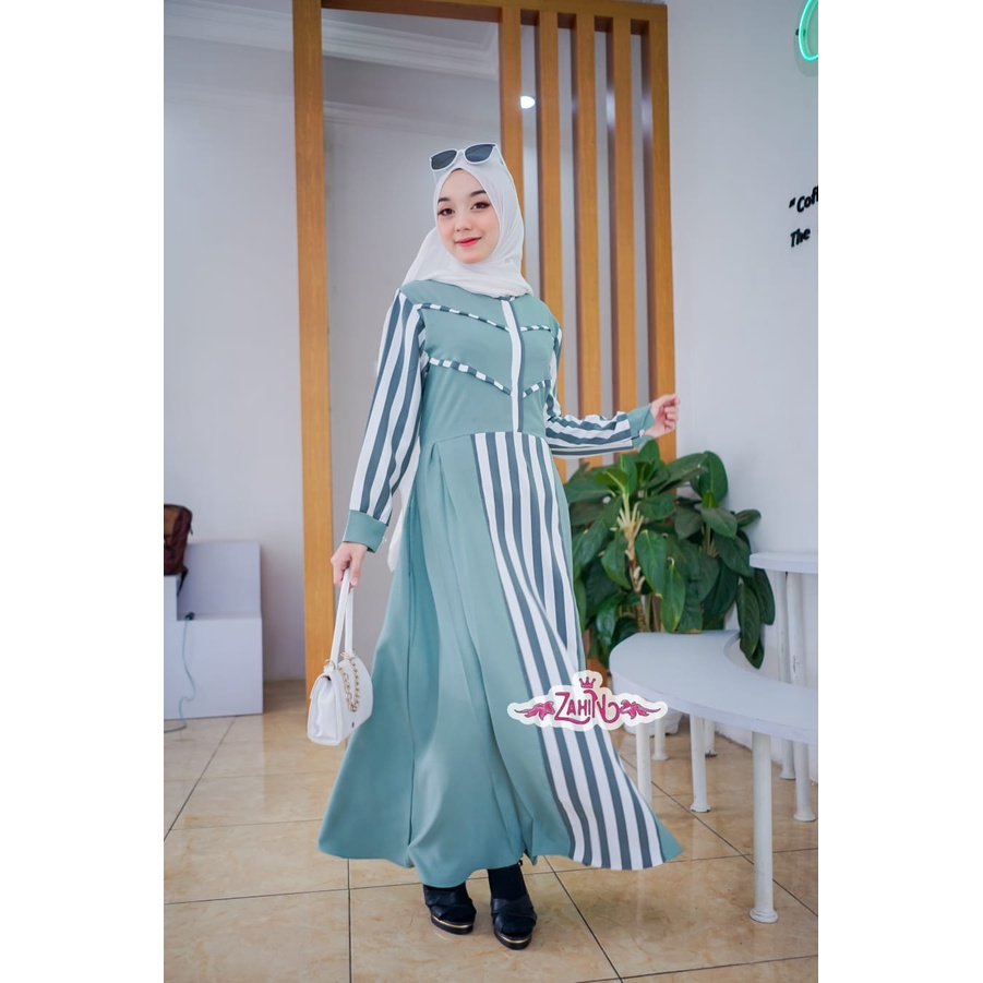 Gamis sandra &amp; vania original  by ZAHIN terbaru dress maxi itycrepe salur mix xhakila tiffany syari busui