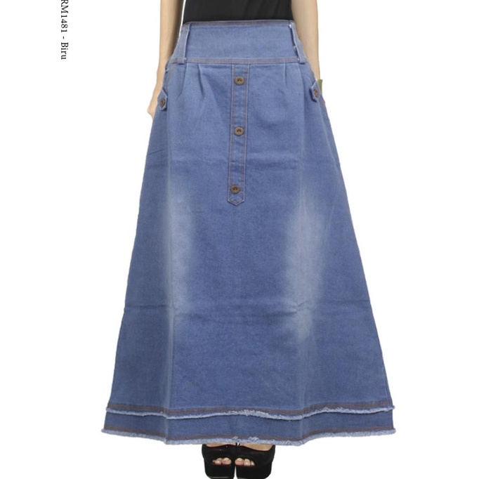 Rok Panjang Wanita - Rok Jeans Panjang - Rok Jeans Wanita - Rok Remaja
