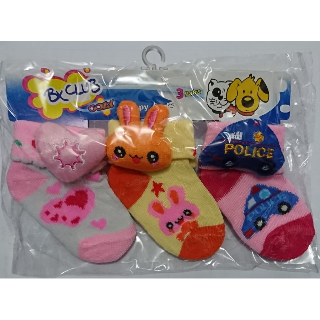 Kaos Kaki Bayi Boneka isi 3 Pasang 0-9 Bulan