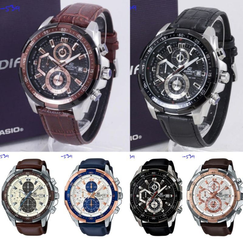 Jam Cowok EDIFICE CASIO EFR 539 STRAP KULIT ORI BM // efr539