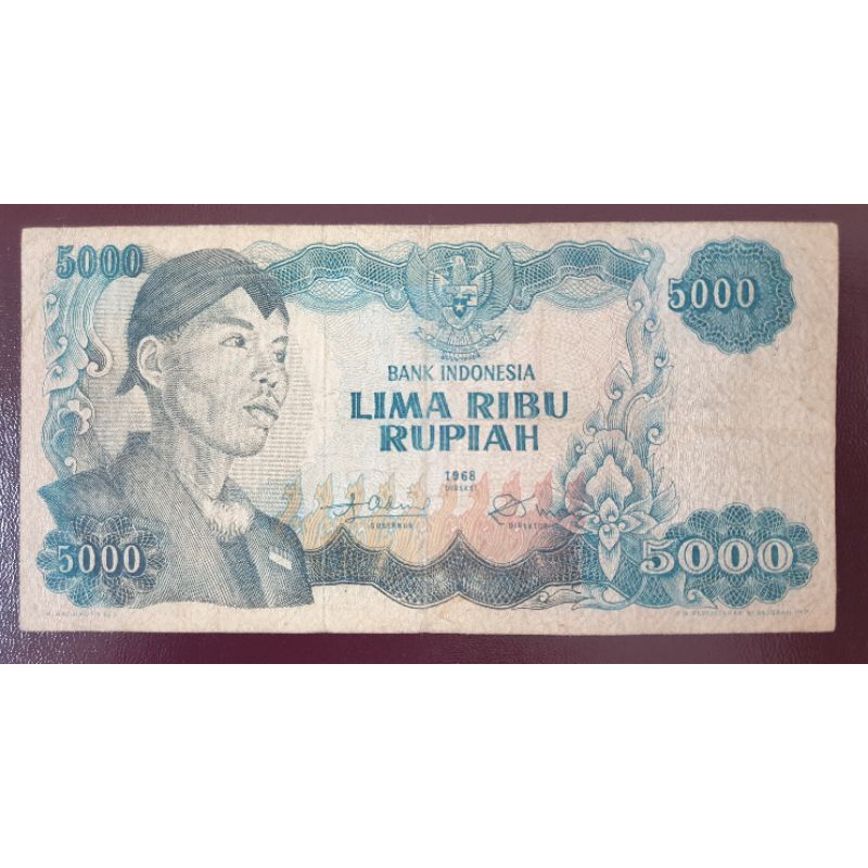 uang kuno 5000 rp tahun 1968 Soedirman