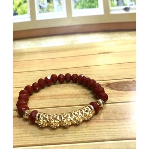➥ Gelang tangan wanita // gelang kristal // gelang kristal variasi perhiasan lapis emas //replika em