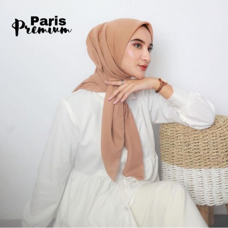 PARIS PREMIUM JILBAB SEGI EMPAT BASIC JAHIT TEPI / KERUDUNG ANAK SEKOLAH SEGI EMPAT ANTI LETOI