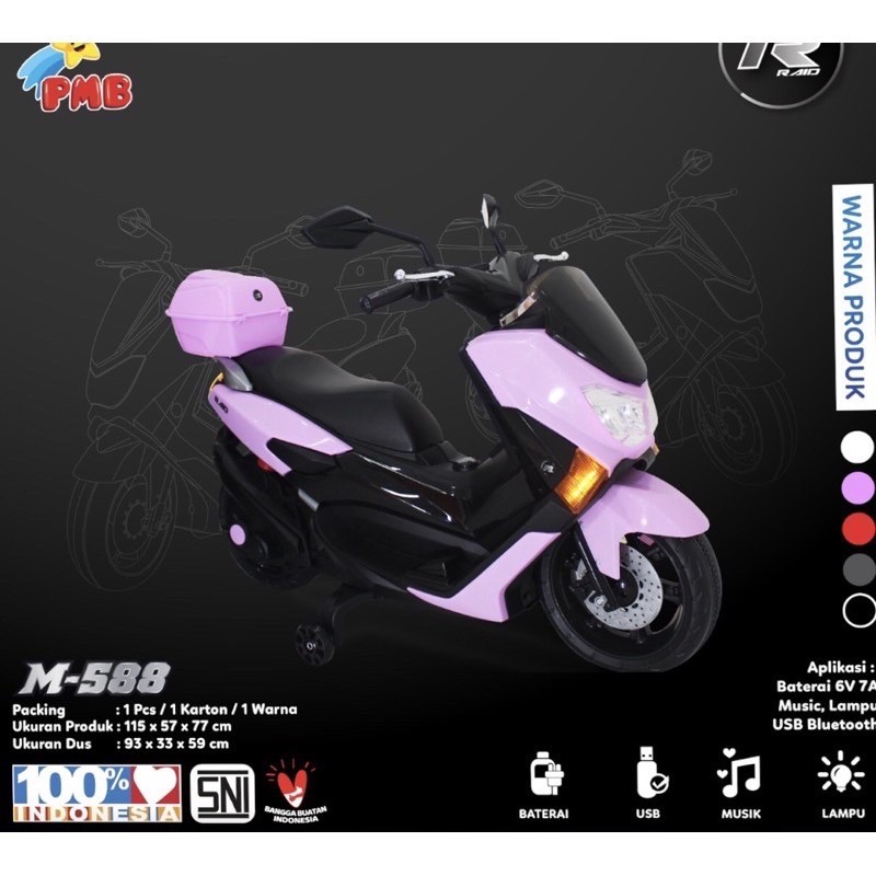 KHUSUS JNE Motor Aki PMB Raid NMax M-588 Mainan Mobil Aki PMB