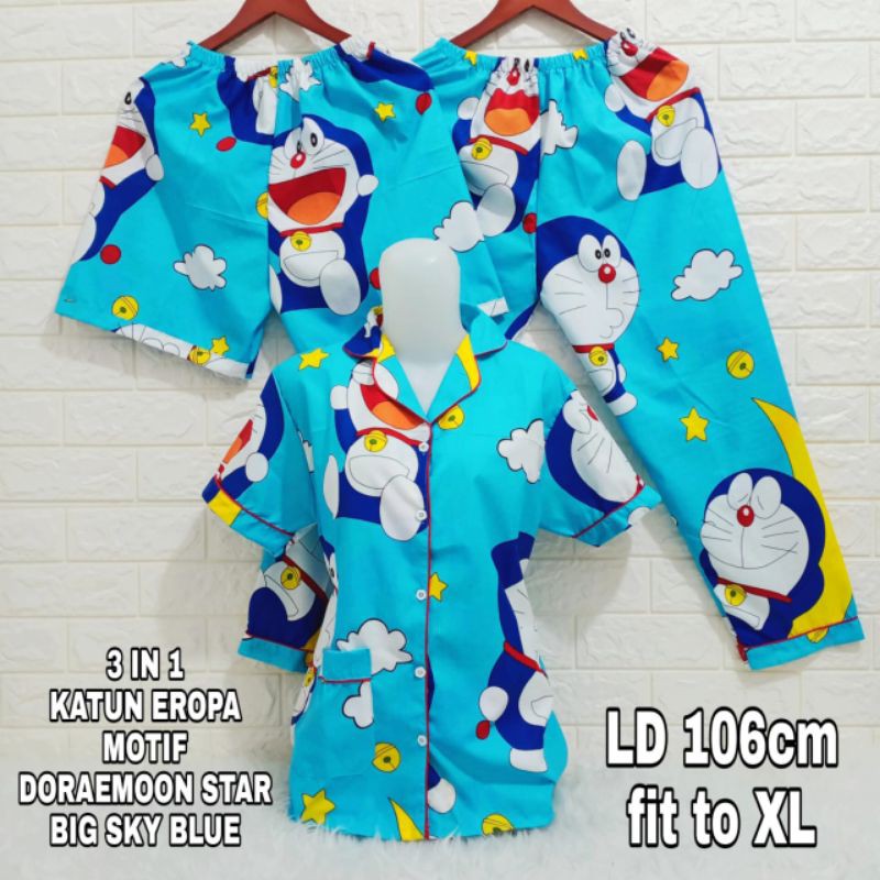 Piyama 3 in 1 Dewasa Motif Dora star Awan