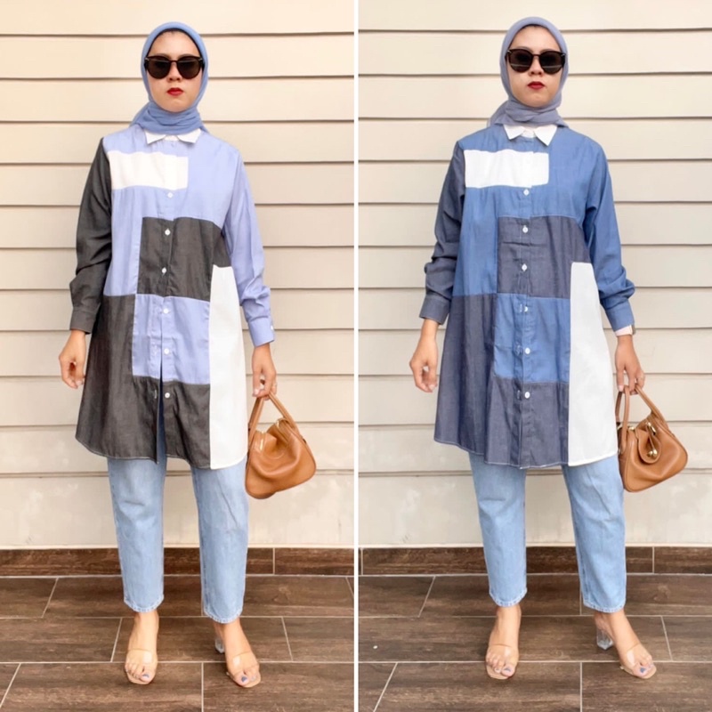 Fashion Muslim Wanita Tunik Polos Jumbo  Katun Premium Debby Tunic