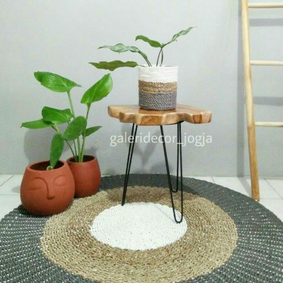 MEJA AKAR JATI/MEJA KAYU D40-50 CM/MEJA KAYU KAKI BESI
