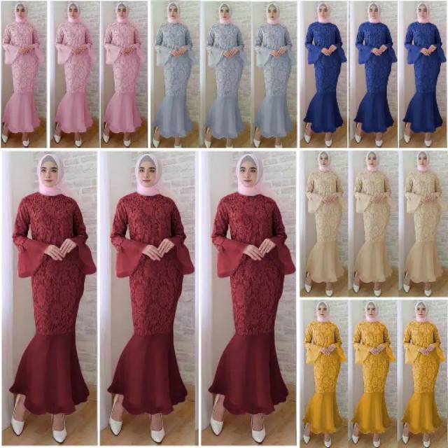 MAXI MERMAID DUYUNG /GAMIS BRUKAT DUYUNG ( dijamin realpic)