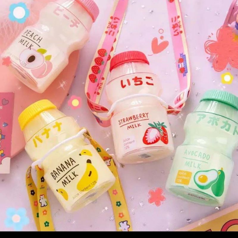botol minum transparan 500ml + tali