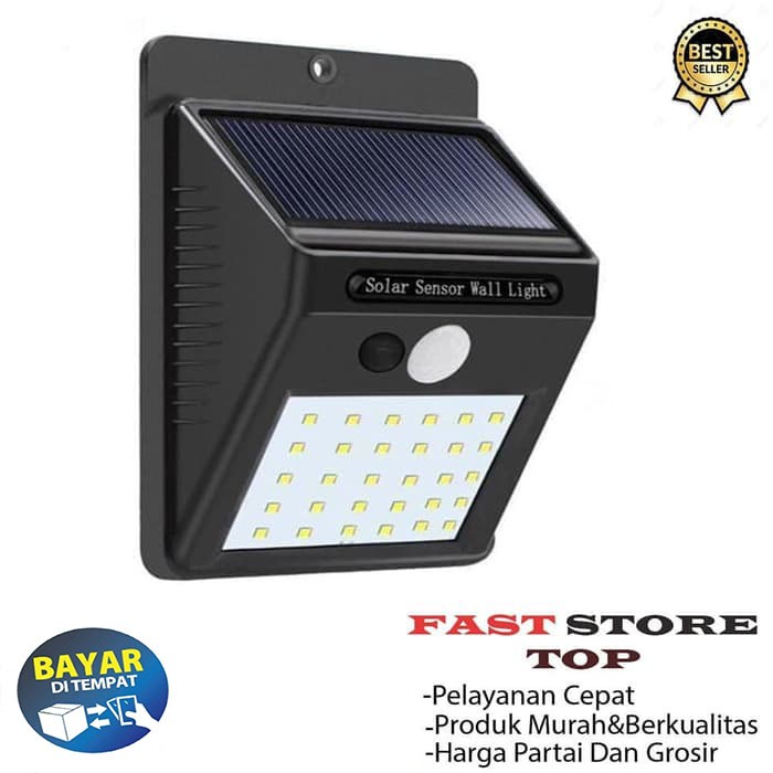 FAST LAMPU LED SENSOR MATAHARI SOLAR POWERED 30 LED WALL LIGHT