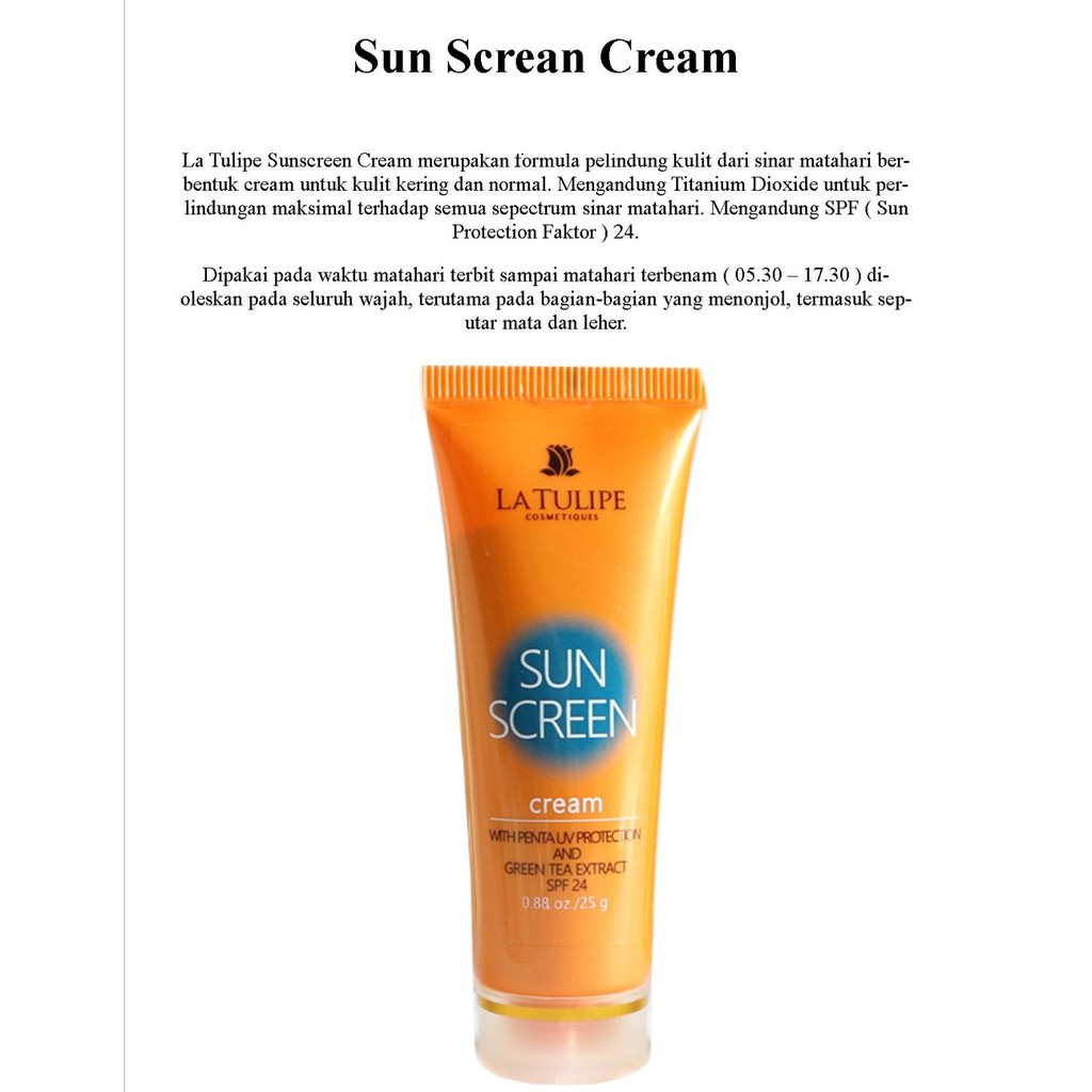 LA TULIPE SUNSCREEN CREAM 25GR