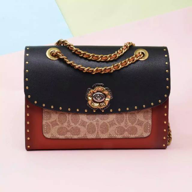 TAS COACH PARKER SIGN WITH RIVET AND SNAKESKIN ORIGINAL 100% ONLY 1PCS F29416