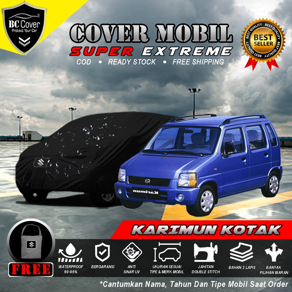 Body Cover Mobil Suzuki Karimun Kotak Outdoor Waterproof / Sarung Mobil Karimun Kotak Waterproof / Selimut Tutup Penutup Mantol Kerudung Mantel Mobil Karimun Kotak Waterproof Outdoor Anti Air