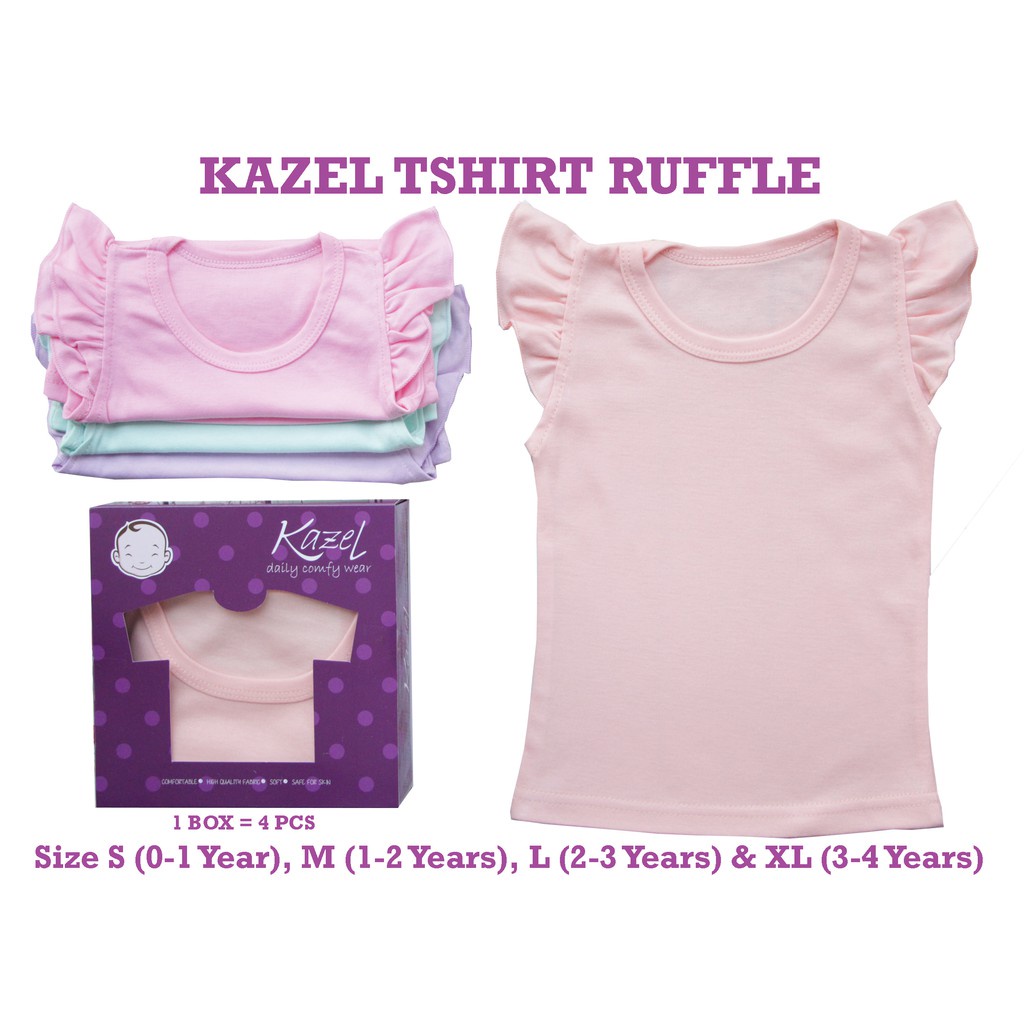 Ruffle T-Shirt Warna / Kaos Anak Perempuan 0-5 tahun