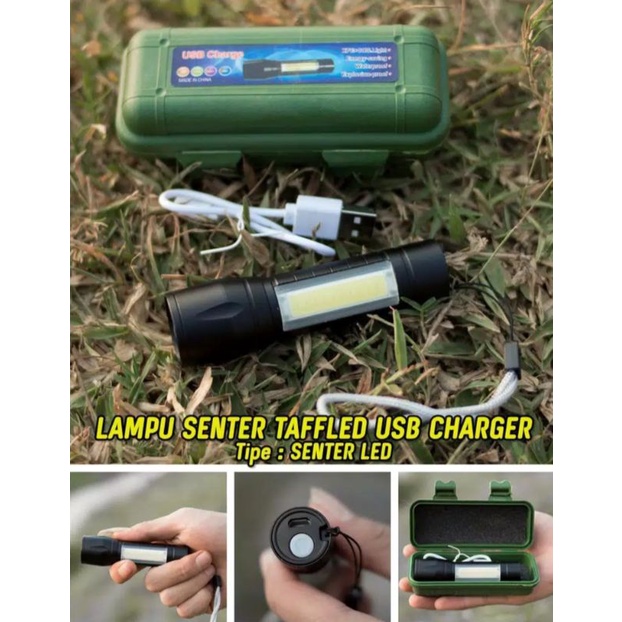 Senter XPE + COB mini police 3 Mode USB Rechargeable