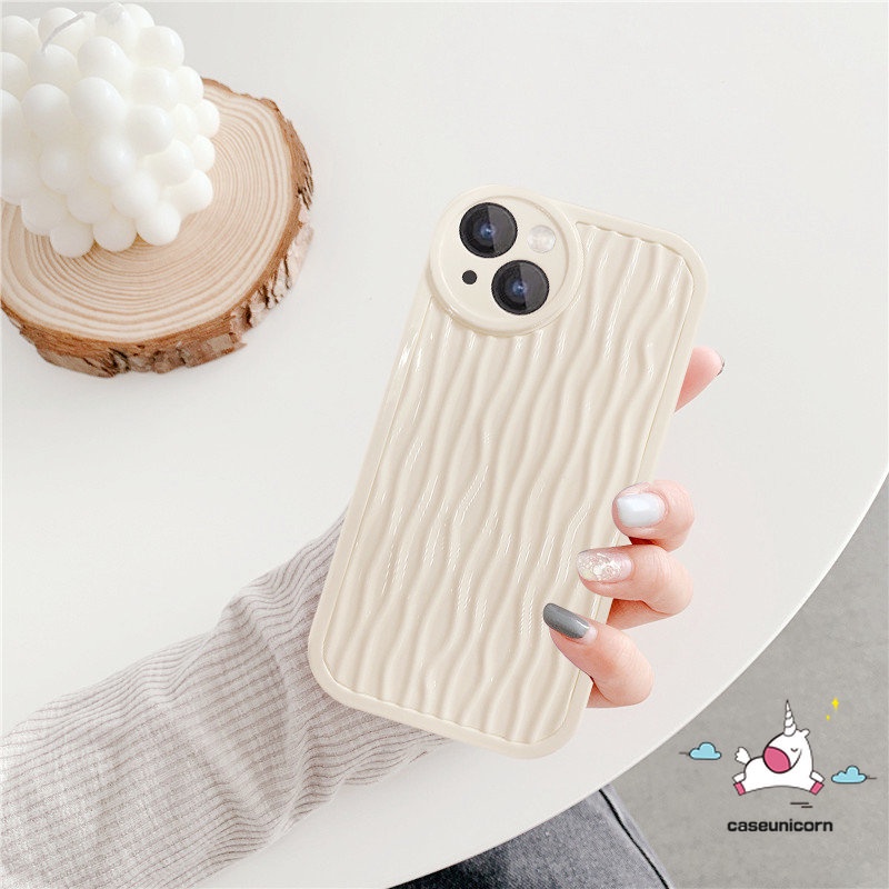 Soft Case Pola Gelombang Air Putih Susu Tahan Banting Untuk iPhone 11 12 13 14 Pro MAX XR 7 8 14 Plus 7plus X XS MAX SE 2020