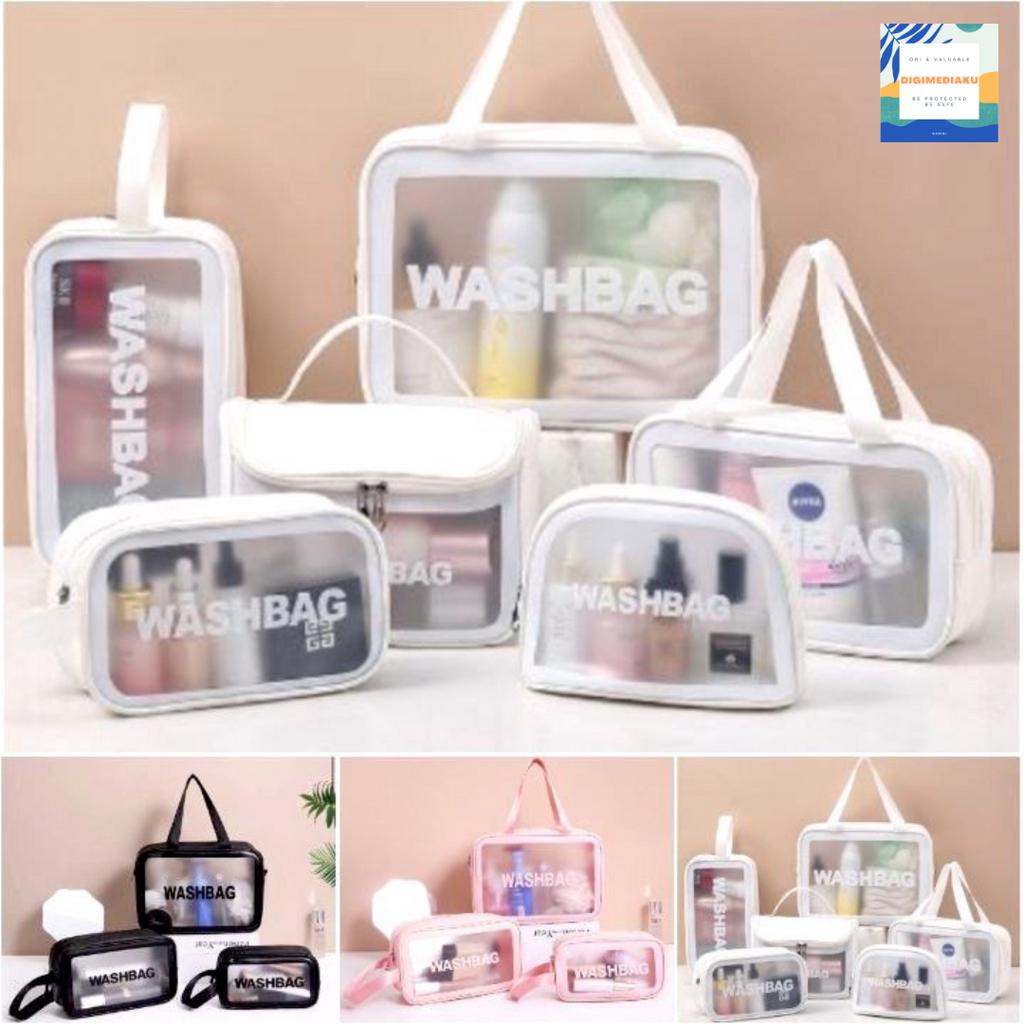 Tas Kosmetik Tas WASHBAG Travel Pouch Make Up Organizer Transparan Waterproof Portable WASHBAG Murah Bagus