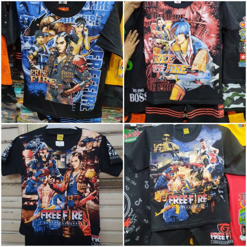 SETELAN KAOS BAJU ANAK FF FREE FIRE GAMING 1-10 tahun BEST SELLER