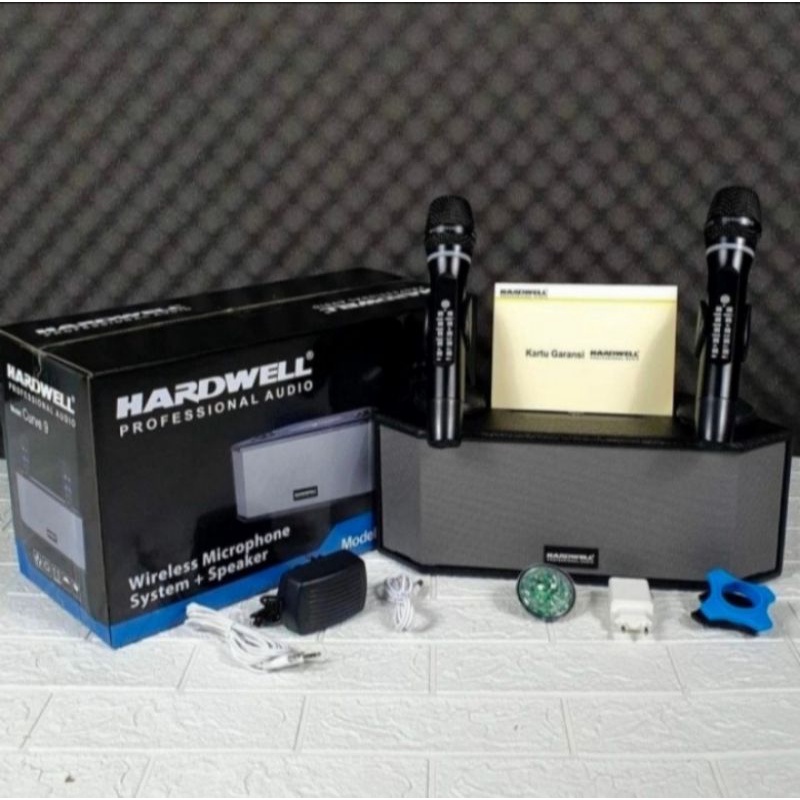 Speaker karaoke portable Hardwell 4inch Curve9 + Mic wireless siap karaoke Hardwell Original