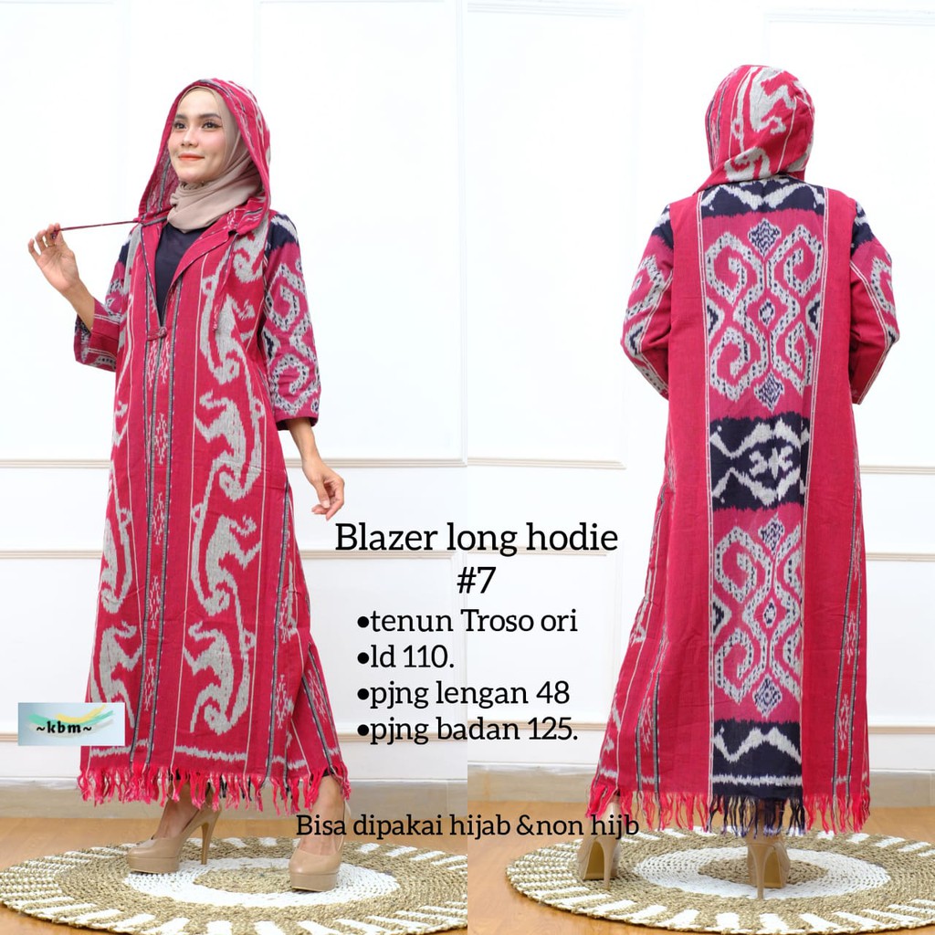 Blazer Long hoodie ori tenun troso