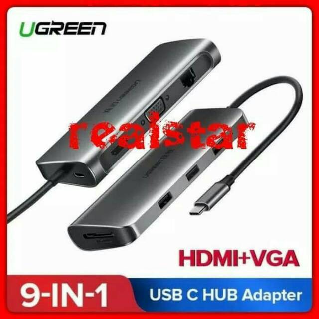 Ugreen Usb Hub 9 / 10 / 7 in 1- All in one Type C with Hdmi LAN Vga Sd Card Ethernet Pd Charge Original