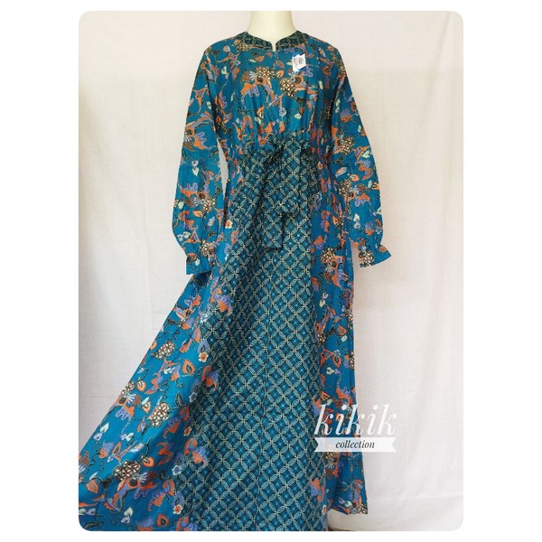 Long Dress Katun Batik Gamis Pakaian Muslim Wanita Murah Busui Friendly Tunik Tradisional Adem Mojok