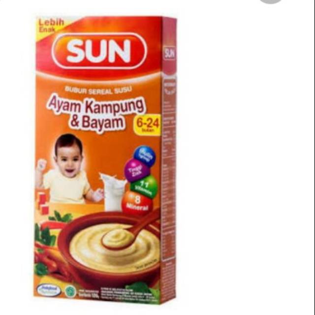 

Sun bubur sereal susu rasa ayam kampung&bayam 120 gr