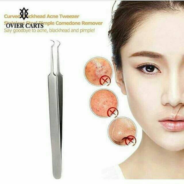 ✿ELYSABETHME✿ Pinset jepit komedo original dengan wadah lengkung import tidak sakit lengkung