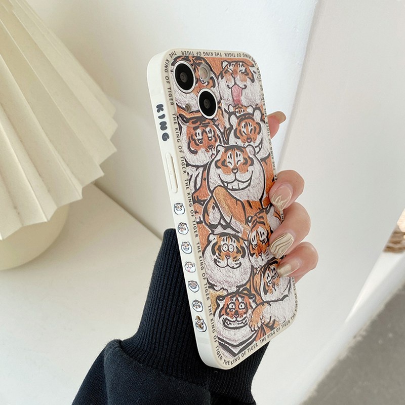 Funny Cartoon Tiger Case for iPhone 6S 7 8 Plus XR XS Max iPhone 11 12 13   Pro Max Apple Case ip 13 Smile Tiger Cover