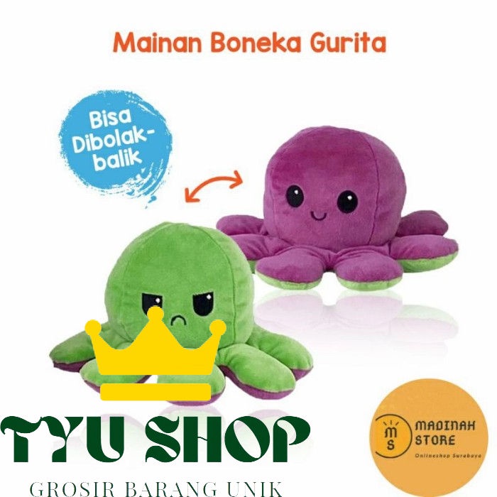 TYU SHOP - Boneka Cumi Cumi Bolak Balik Flip Flop Bipolar Boneka Gurita Bolak Bal