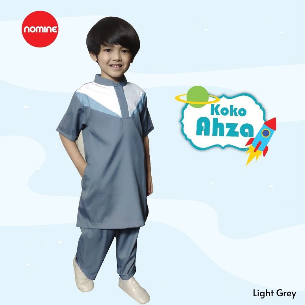 BAJU KOKO QURTA ANAK LAKI-LAKI LENGAN PENDEK KURTA AHZA SET FASHION MUSLIM PRIA KATUN COWO UMUR 4 5 