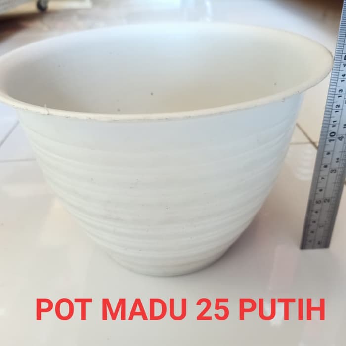 Pot Tawon Ukuran 25 Putih Motif Tawon Pot Plastik 25Cm Vas Pot Bunga 4.7