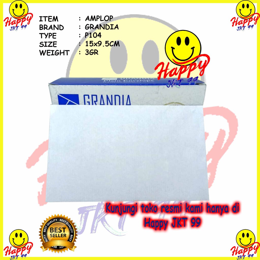 [ HAPPY JKT 99 ] AMPLOP POLOS PUTIH LEM 104 GRANDIA 15CM X 9.5CM PER PCS