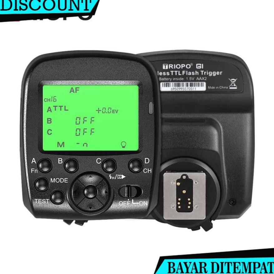 (BAYAR DITEMPAT) TRIOPO WIRELESS FLASH TRIGGER DUAL TTL WIDESCREEN LCD 1/8000S HSS - G1 - HITAM