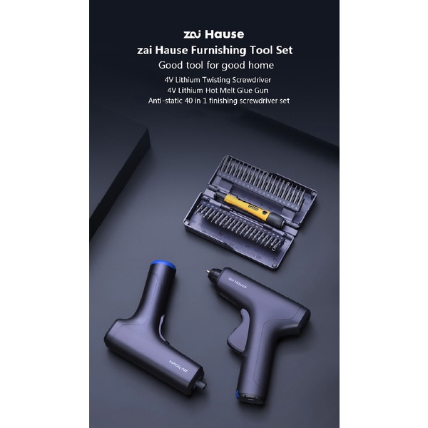 ZAI HAUSE - Set Lengkap Alat Pertukangan - Obeng Elektrik - Obeng Manual Presisi 40 in 1 - Lem Tembak Silikon Elektrik