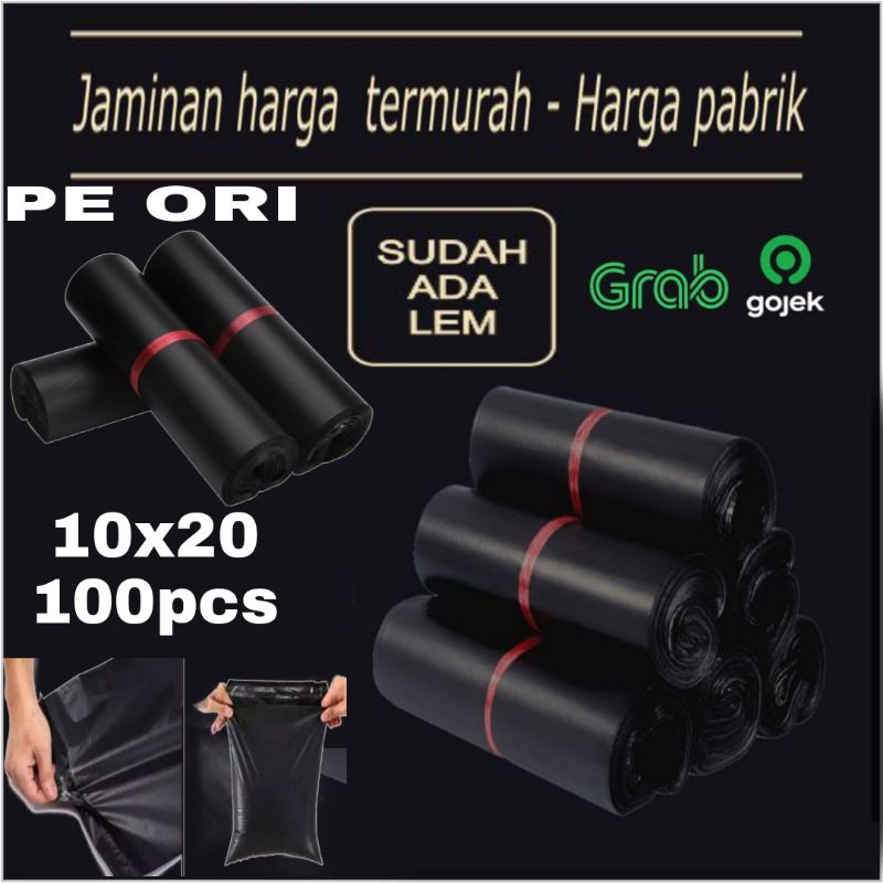 

POLYMAILER 10X20 100PCS PE HITAM GLOSSY / PLASTIK PACKING ONLINE