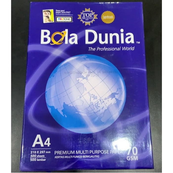 

Jual (1 RIM) Kertas HVS A4 Bola Dunia 70 gr (Harga Khusus Online) Terlaris