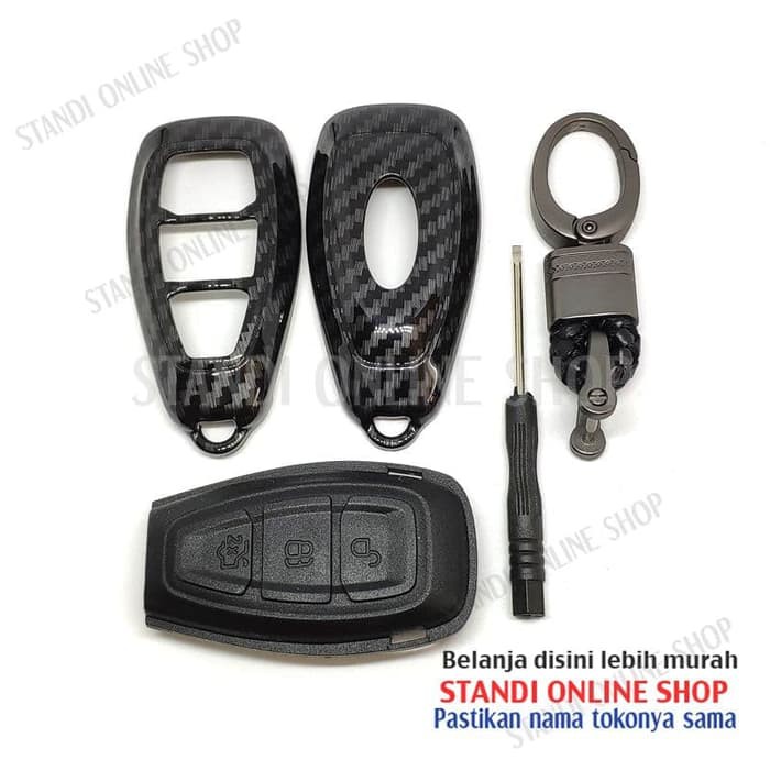 Cover Smartkey Sarung Kunci Ford Ecosport Focus Carbon Hitam