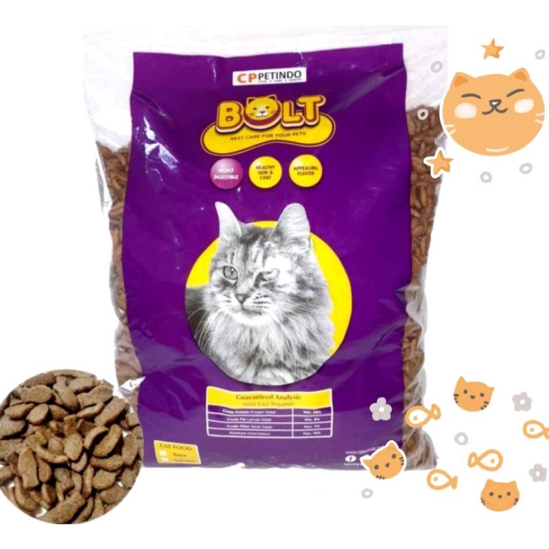 BOLT 1kg pakan kucing makanan kucing BOLT CAT KIBBLE IKAN