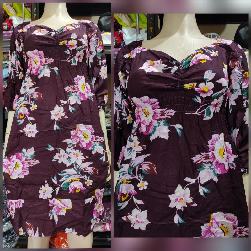 daster bali miranda lengan panjang rok pendek ruffle