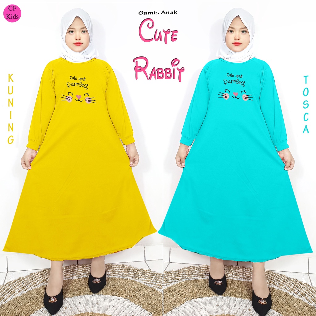 Gamis Anak Perempuan DTF Cute Rabbit CF Kids