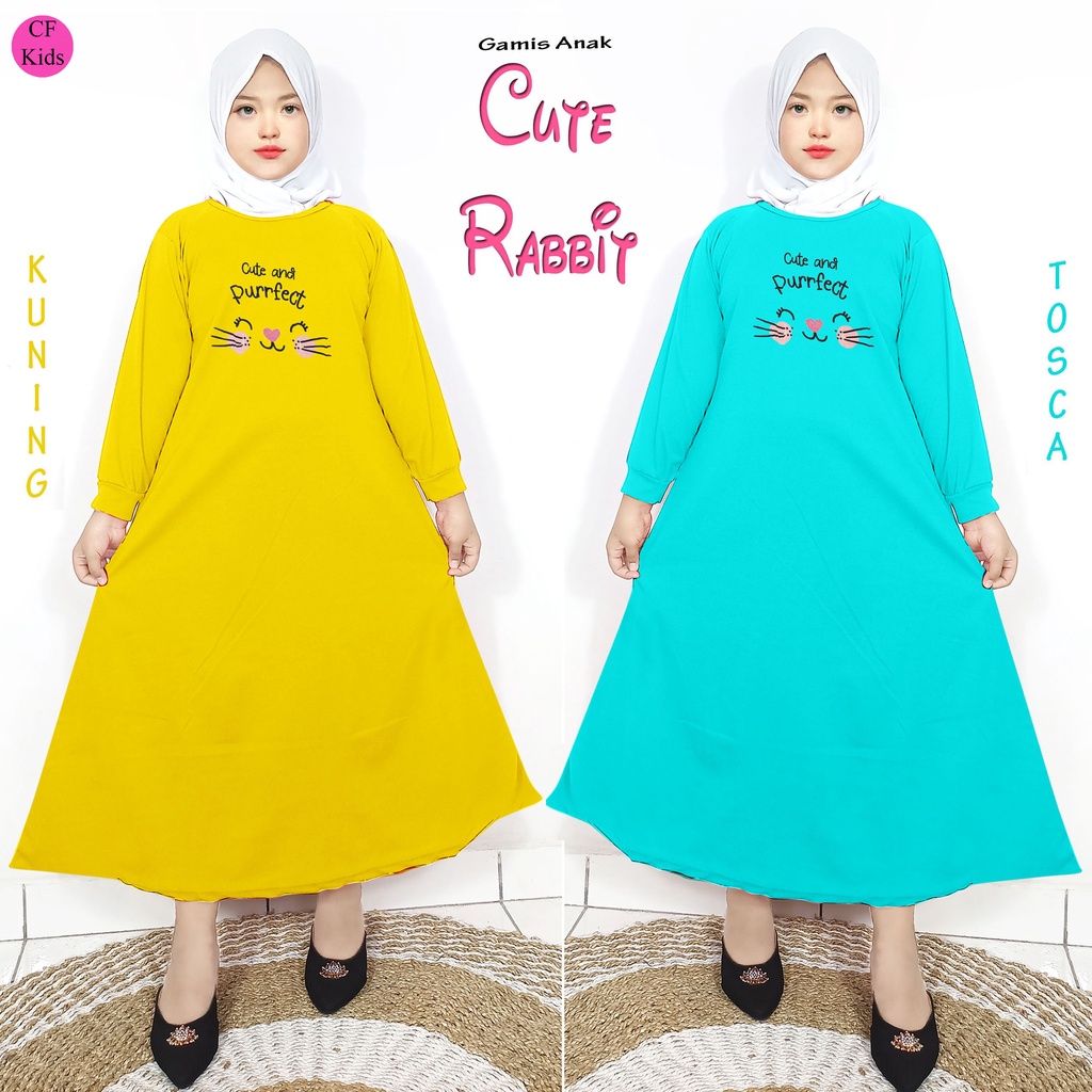 Gamis Anak Perempuan DTF Cute Rabbit CF Kids